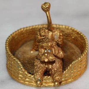 Gold Plated Dog Ornament with Real Carpet